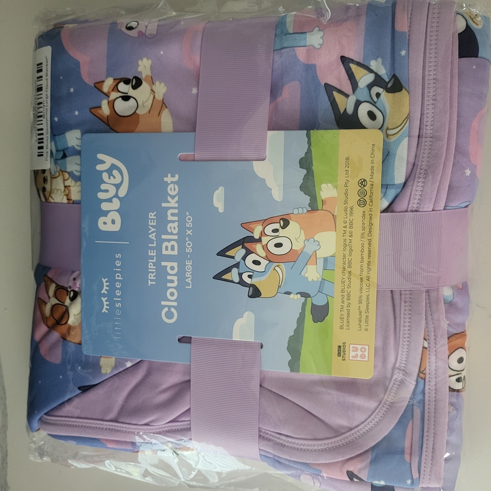 Bluey Cloud Blanket with Cartoon Characters